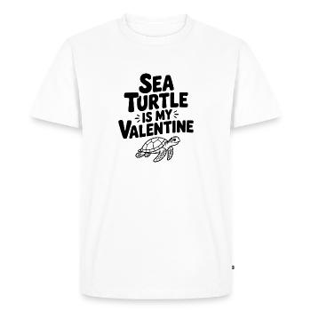 La Tortue de mer est ma Saint-Valentin - T-shirt Premium bio Homme - blanc - Devant - Nico (187cm)