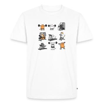 Leg Day with Cat Cat - Men's Premium Organic T-Shirt - white - Front - Nico (187cm)