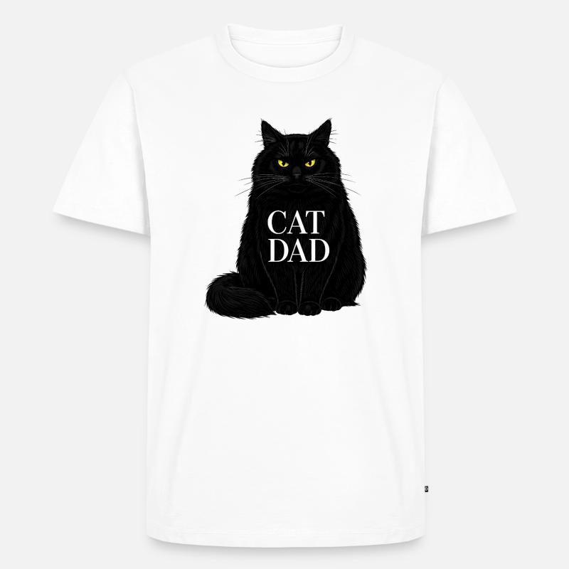 Cat Dad - Schwarze Katze Illustration Design - Männer Premium Bio T-Shirt - Weiß