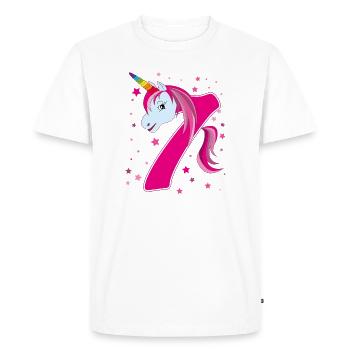 Unicorn, 7 years old, 7th birthday, child - Men's Premium Organic T-Shirt - white - Front - Nico (187cm)