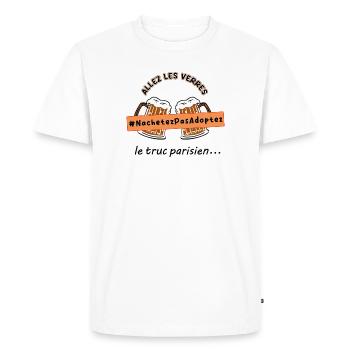 Allez_les_verres_hashtag_adoption_animale - T-shirt Premium bio Homme - blanc - Devant - Nico (187cm)