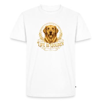 La vie est dorée : Golden Retriever - T-shirt Premium bio Homme - blanc - Devant - Nico (187cm)