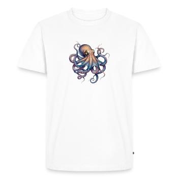 Ink Octopus Print - Men's Premium Organic T-Shirt - white - Front - Nico (187cm)