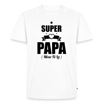 Super Papa Gift - Mòso Fè La T-shirt - Men's Premium Organic T-Shirt - white - Front - Nico (187cm)