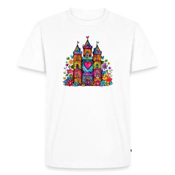 Rainbow Heart Castle - Men's Premium Organic T-Shirt - white - Front - Nico (187cm)