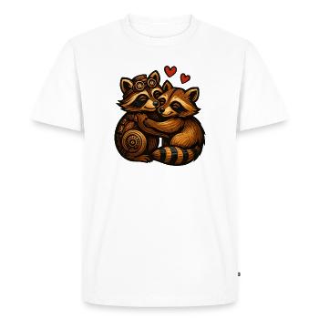 Robber's Hearts: Raccoon duo in gear look - Men's Premium Organic T-Shirt - white - Front - Nico (187cm)