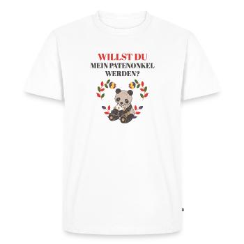 VEUX-TU ÊTRE MON PARRAIN, DEMANDE À ONCLE ? - T-shirt Premium bio Homme - blanc - Devant - Nico (187cm)