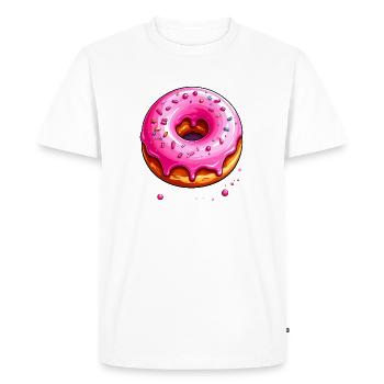 Donut au glaçage rose - T-shirt Premium bio Homme - blanc - Devant - Nico (187cm)