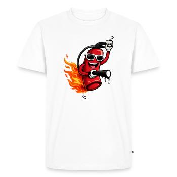 Cool fire extinguisher with flames - Men's Premium Organic T-Shirt - white - Front - Nico (187cm)