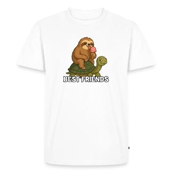 Best Friends Sloth Turtle - Men's Premium Organic T-Shirt - white - Front - Nico (187cm)