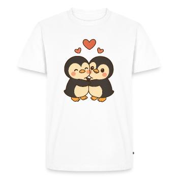 Amour du couple pingouin - T-shirt Premium bio Homme - blanc - Devant - Nico (187cm)