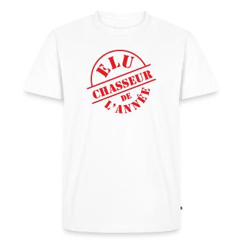 Elected hunter of the year - Men's Premium Organic T-Shirt - white - Front - Nico (187cm)