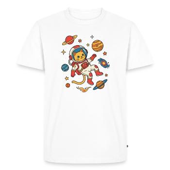 Astronaut Cat Galaxy Adventure - Men's Premium Organic T-Shirt - white - Front - Nico (187cm)