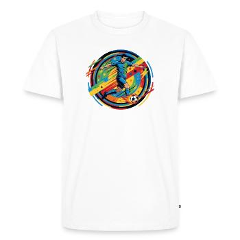 Football Hero tire un motif boule de feu - T-shirt Premium bio Homme - blanc - Devant - Nico (187cm)