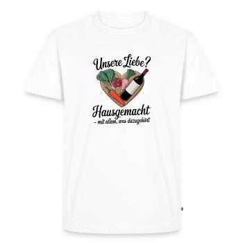 Our love homemade with everything that goes with it - Men's Premium Organic T-Shirt - white - Front - Nico (187cm)