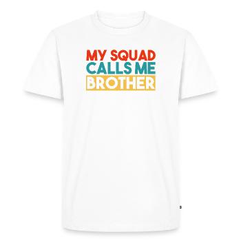 Mon escouade m’appelle Brother Typographie rétro - T-shirt Premium bio Homme - blanc - Devant - Nico (187cm)