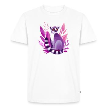Lémurien violet dans la Jungle Rose - T-shirt Premium bio Homme - blanc - Devant - Nico (187cm)