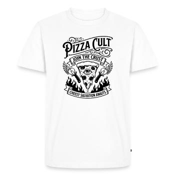 Secte de la pizza Salut au fromage - T-shirt Premium bio Homme - blanc - Devant - Nico (187cm)