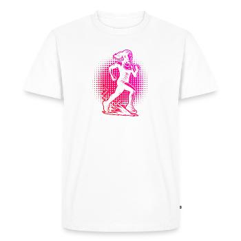 Running motif that works immediately - Men's Premium Organic T-Shirt - white - Front - Nico (187cm)