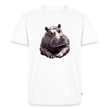 Dessin du charme de l’hippopotame - T-shirt Premium bio Homme - blanc - Devant - Nico (187cm)