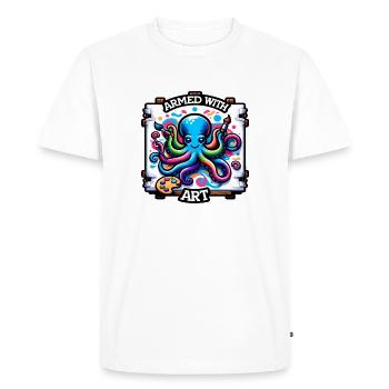 Art Octopus with Paint Stains - Men's Premium Organic T-Shirt - white - Front - Nico (187cm)