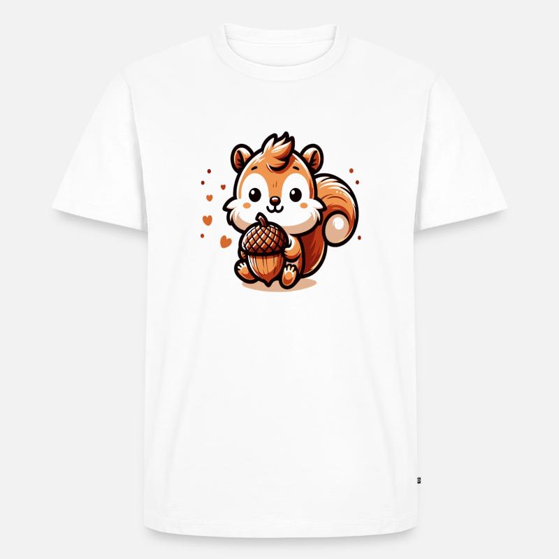 Süßes Eichhörnchen mit Herz-Eichel - Männer Premium Bio T-Shirt - Weiß