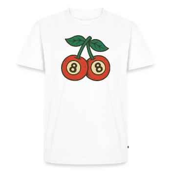 Playful Cherries Duo with Wide Eyes - Men's Premium Organic T-Shirt - white - Front - Nico (187cm)