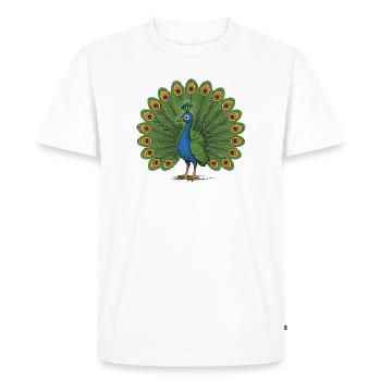 Peacock Colourful Crest - Men's Premium Organic T-Shirt - white - Front - Nico (187cm)