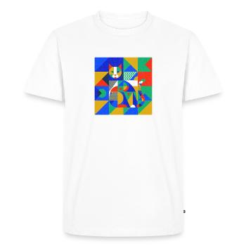 Mosaïque géométrique de chat - T-shirt Premium bio Homme - blanc - Devant - Nico (187cm)