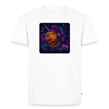 Capybara Unicorn Retro DJ - Men's Premium Organic T-Shirt - white - Front - Nico (187cm)