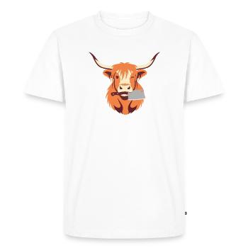 Vache à hache - T-shirt Premium bio Homme - blanc - Devant - Nico (187cm)