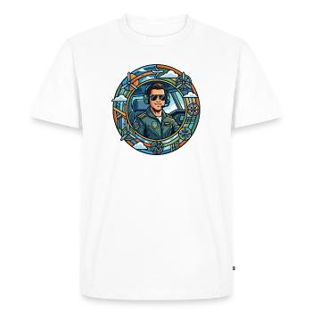 Pilote comique dans le cockpit Vol touristique - T-shirt Premium bio Homme - blanc - Devant - Nico (187cm)