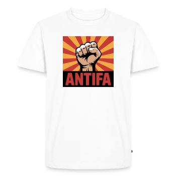 Antifa - Produits dérivés antifascistes - T-shirt Premium bio Homme - blanc - Devant - Nico (187cm)