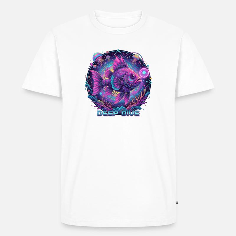Deep Dive Neonfisch Unterwasser - Männer Premium Bio T-Shirt - Weiß