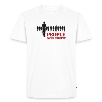Les gens plutôt que le profit - T-shirt Premium bio Homme - blanc - Devant - Nico (187cm)