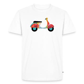 Scooter en tissu Vintage rétro Italie Fan de conduite de cyclomoteur - T-shirt Premium bio Homme - blanc - Devant - Nico (187cm)