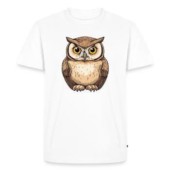 Dessin détaillé des yeux de hibou des forêts - T-shirt Premium bio Homme - blanc - Devant - Nico (187cm)