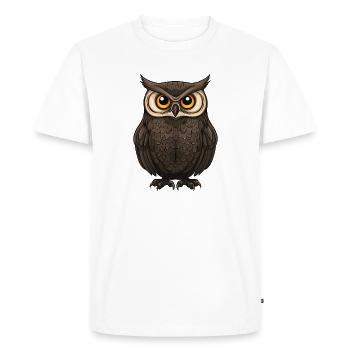 Forest Owl Portrait in Cartoon Style - Men's Premium Organic T-Shirt - white - Front - Nico (187cm)
