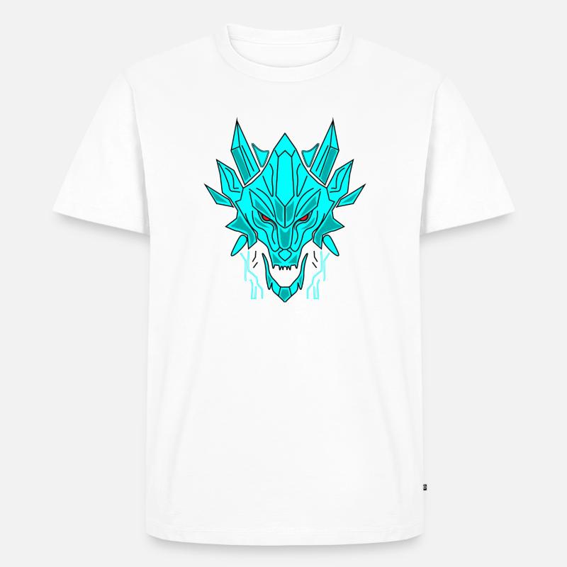 Geometrischer Eisdrache Kopf - Männer Premium Bio T-Shirt - Weiß
