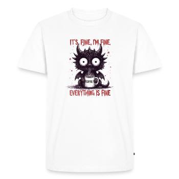 Its Fine Im Fine Coffee Dragon - Men's Premium Organic T-Shirt - white - Front - Nico (187cm)