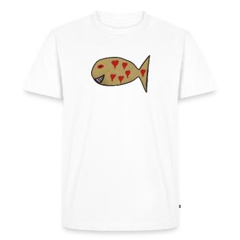 Poisson-cœur avec motif cœur - T-shirt Premium bio Homme - blanc - Devant - Nico (187cm)