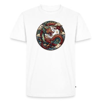 Dragon Circle: Chinese Dragon Emblem Motif - Men's Premium Organic T-Shirt - white - Front - Nico (187cm)