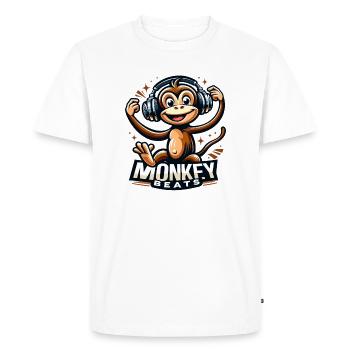Monkey Beats Headphones DJ - Men's Premium Organic T-Shirt - white - Front - Nico (187cm)