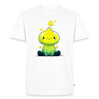 Little neon slime with a smile - Men's Premium Organic T-Shirt - white - Front - Nico (187cm)
