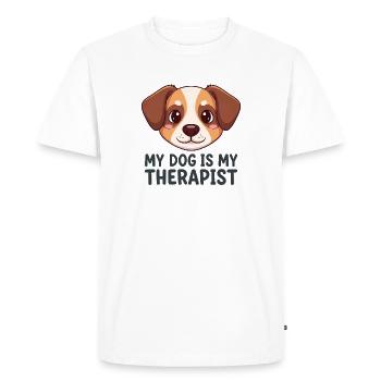 My Dog Is My Therapist – Hunde Liebe - Men's Premium Organic T-Shirt - white - Front - Nico (187cm)