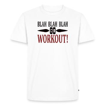 Blah Blah va t’entraîner - T-shirt Premium bio Homme - blanc - Devant - Nico (187cm)