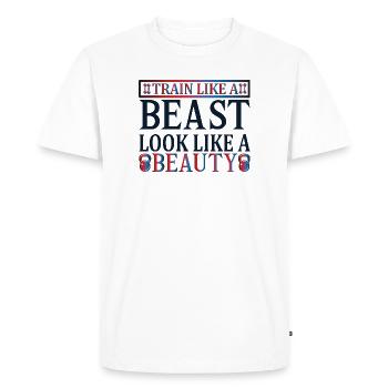 Beauté, bête de train - T-shirt Premium bio Homme - blanc - Devant - Nico (187cm)