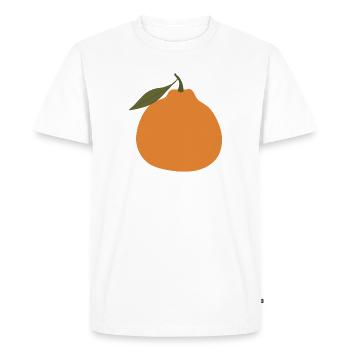 Orange minimaliste avec feuille - T-shirt Premium bio Homme - blanc - Devant - Nico (187cm)