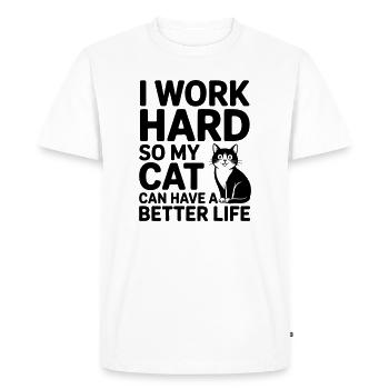 I work for my cat - Men's Premium Organic T-Shirt - white - Front - Nico (187cm)