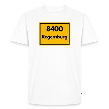 ANCIEN CODE POSTAL RÉTRO 8400 REGENSBURG - T-shirt Premium bio Homme - blanc - Devant - Nico (187cm)